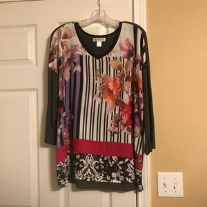 Stripe & Floral Multi Print Top